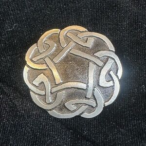 Vintage Celtic Knot Endless Interlaced Knot Pewter Brooch Pin Scalloped Edge